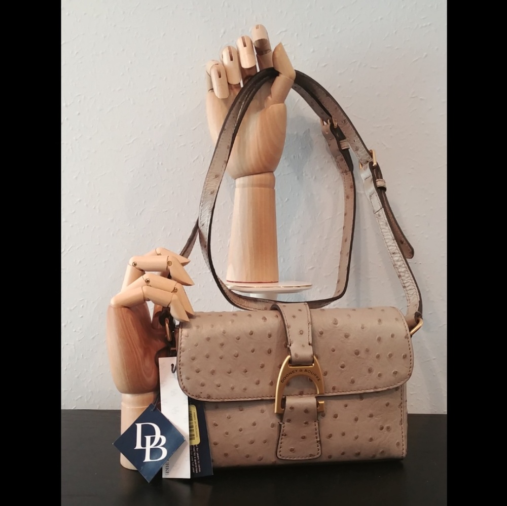 Dooney & Bourke Oyster Grey Ostrich Kyra Crossbody - Picture 1 of 9